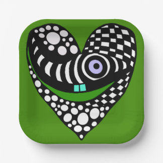 Abstract heart on green paper plate