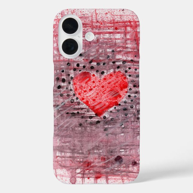 Abstract Heart Pattern – Elegant iPhone 16 Case (Back)
