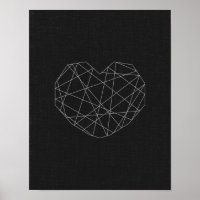 Abstract heart print. Black and white. Modern love