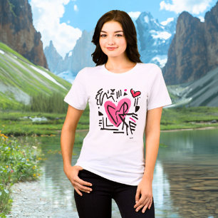 Abstract Heart T-Shirt - Modern Pink Black Love Tri-Blend Shirt