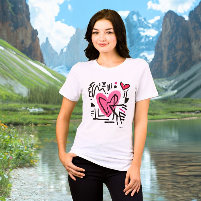 Abstract Heart T-Shirt - Modern Pink Black Love Tri-Blend Shirt (Creator Uploaded)