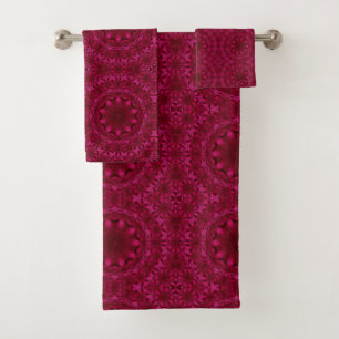 Abstract hearts and flowers bath towel set
