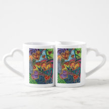 Abstract Hearts Art Mug with Heart-Shaped Handles