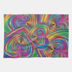 Abstract Hearts Being Abstract Tea Towel