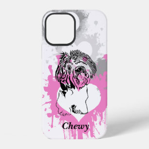 Abstract Hearts Blk-Inked Shih Tzu iPhone 12 Case