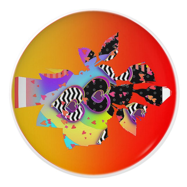 Abstract Hearts Ceramic Knob (Front)