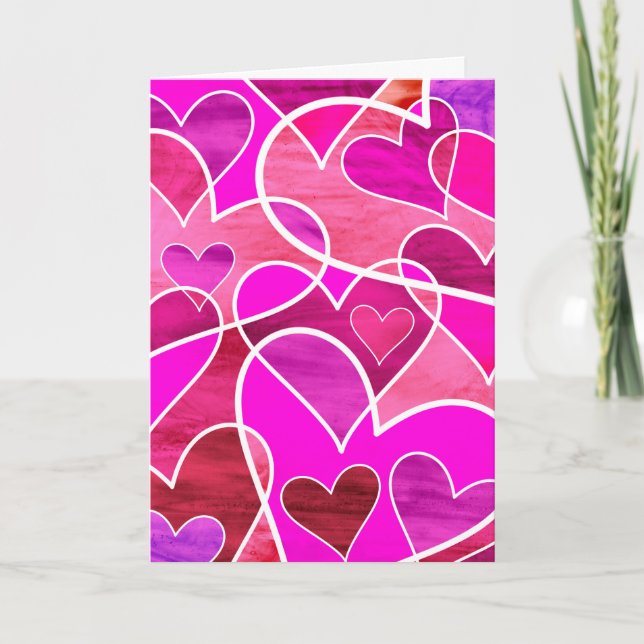 Abstract Hearts Happy Valentines Day Card (Front)