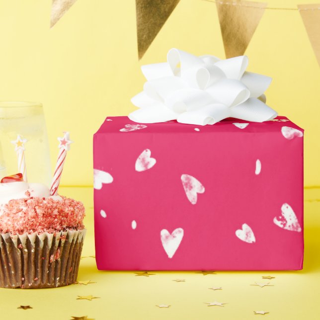 Abstract Hearts on Red Wrapping Paper (Birthday Party)