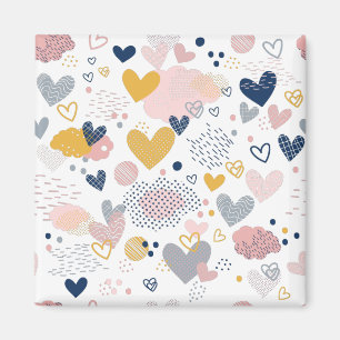 Abstract hearts pattern magnet