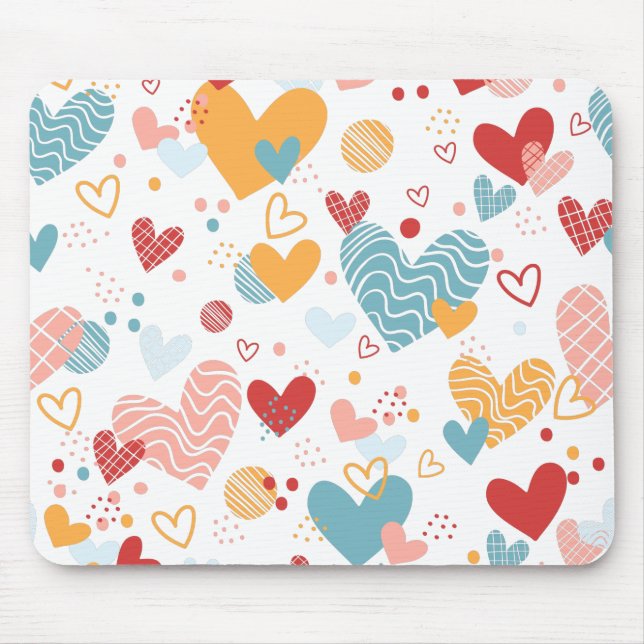 Abstract hearts pattern mouse pad (Front)