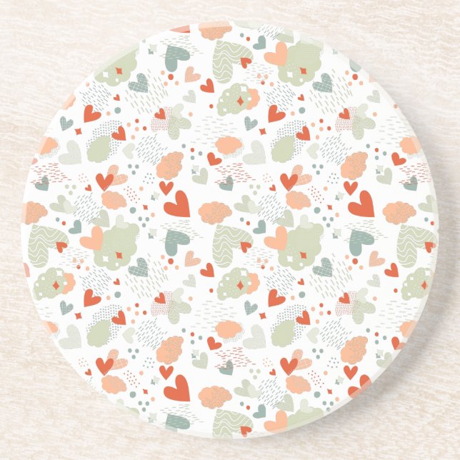 Abstract hearts pattern throw pillow coaster (Front)