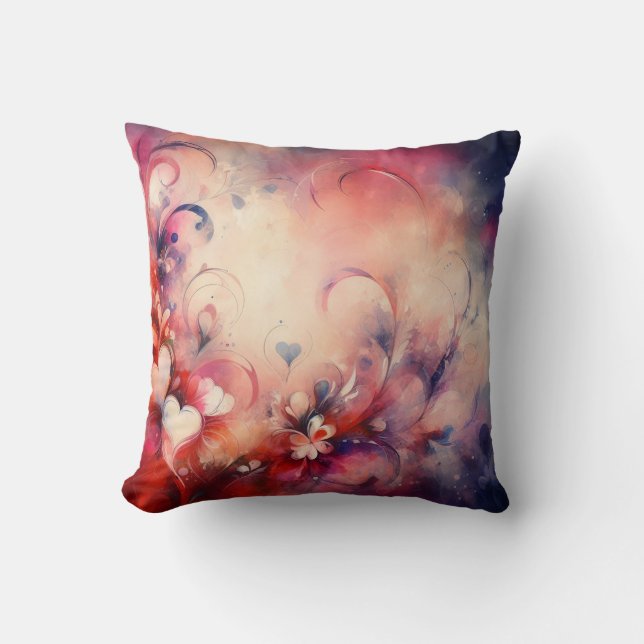 Abstract Hearts Throw Pillow (Front)