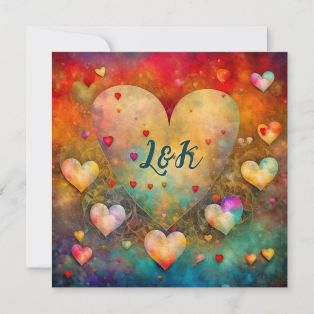 Abstract Hearts Valentine's Day Peresonalized Card (Front)