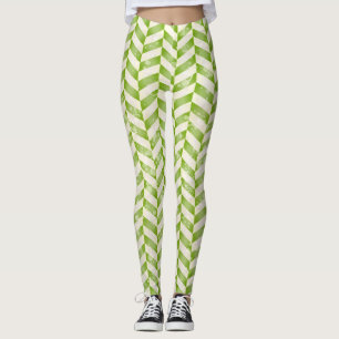 Abstract herringbone in greenery leggings