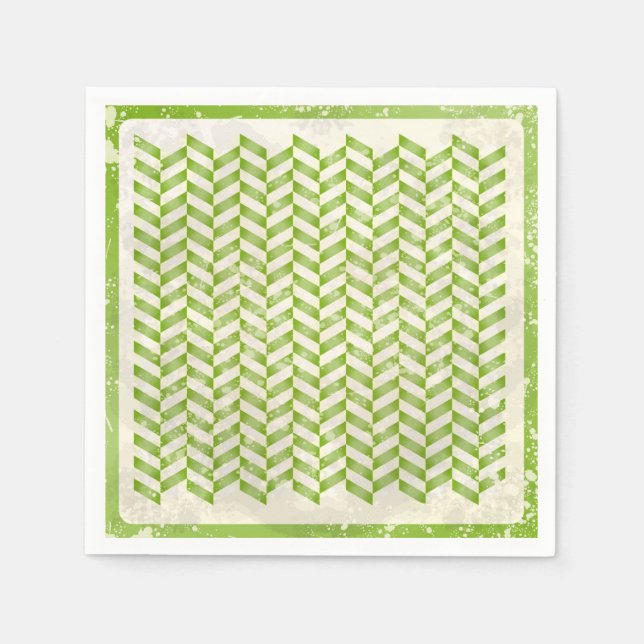 Abstract herringbone in greenery napkin (Front)