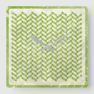 Abstract herringbone in greenery square wall clock