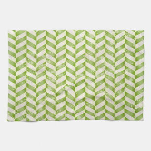 Abstract herringbone in greenery tea towel