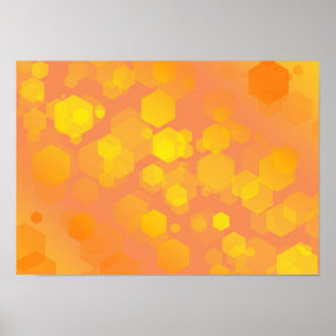 Abstract Hexagon Art - Yellow and Orange Tones Poster