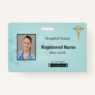 Abstract Hexagon Medical Caduceus Photo ID ID Badge