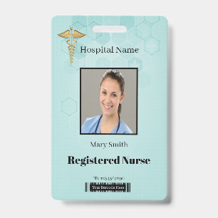 Abstract Hexagon Medical Caduceus Photo ID Vertica Badge