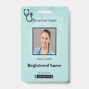Abstract Hexagon Medical Stethoscope Photo ID Badge
