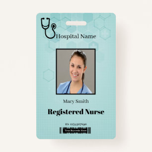 Abstract Hexagon Medical Stethoscope Photo ID ID Badge
