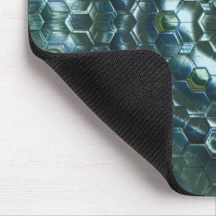 Abstract hexagons in stained luminosity dark cyan  mouse pad