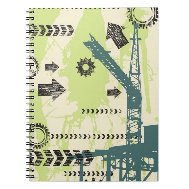 Abstract hi-tech background spiral notebook (Front)