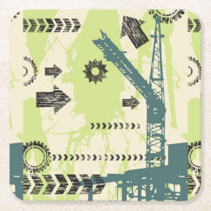 Abstract hi-tech background square paper coaster