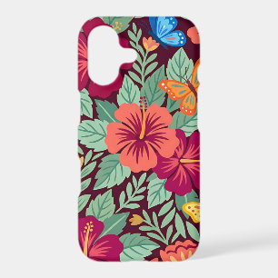 Abstract Hibiscus Butterflies iPhone Cases