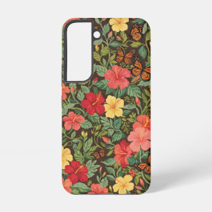 Abstract Hibiscus Butterfly Pattern Samsung Cases