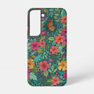 Abstract Hibiscus Butterfly Samsung Cases