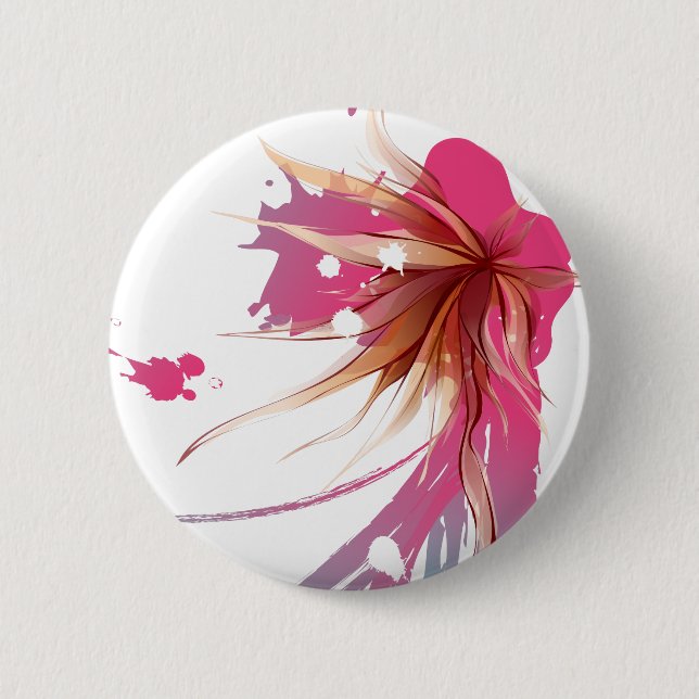 Abstract Hibiscus Flower 6 Cm Round Badge (Front)
