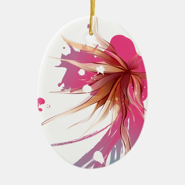 Abstract Hibiscus Flower Ceramic Tree Decoration (Front)