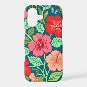 Abstract Hibiscus Garden Butterflies iPhone Cases