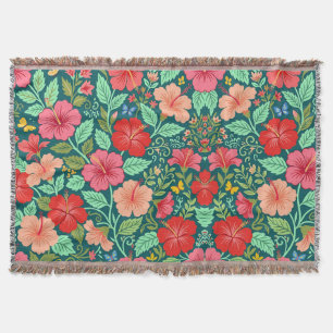 Abstract Hibiscus Garden Butterfly Blankets