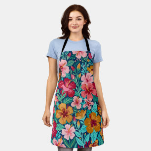 Abstract Hibiscus Monarch Butterflies Apron