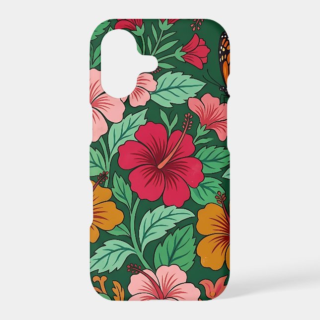 Abstract Hibiscus Monarch Butterfly iPhone Cases (Back)