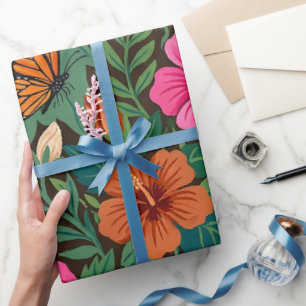 Abstract Hibiscus Monarch Wrapping Paper
