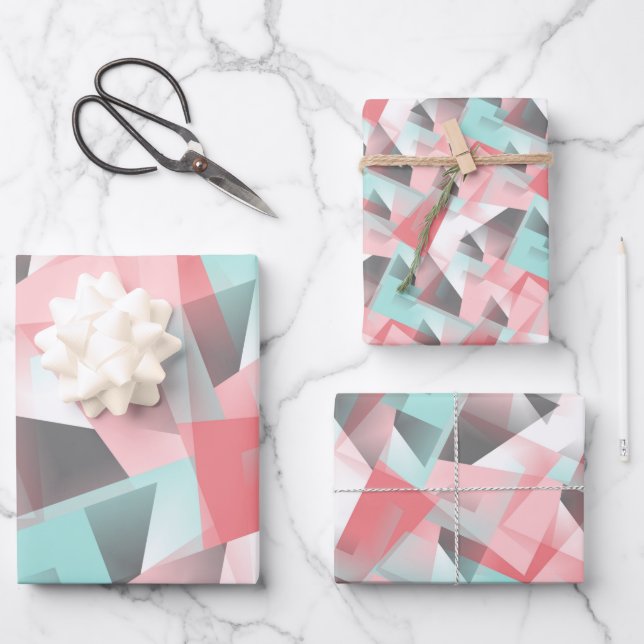 Abstract Hip Modern Geometric Mosaic Art Pattern Wrapping Paper Sheet (Front)