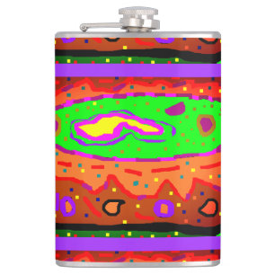 ABSTRACT HIPPY ART RETRO HIP FLASK