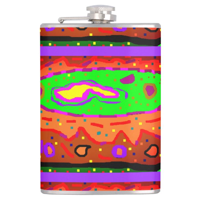 ABSTRACT HIPPY ART RETRO HIP FLASK (Front)
