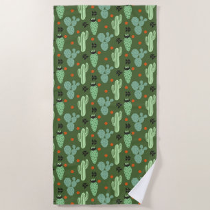 Abstract Hipster Cactus Desert Pattern Beach Towel