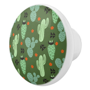 Abstract Hipster Cactus  Desert Pattern Ceramic Knob