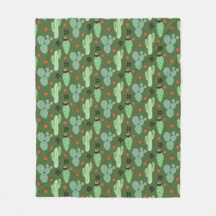 Abstract Hipster Cactus Desert Pattern Fleece Blanket