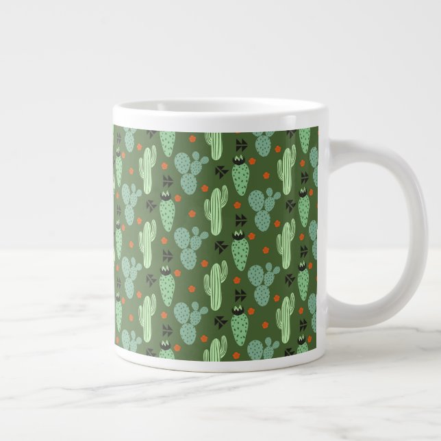 Abstract Hipster Cactus  Desert Pattern Large Coffee Mug (Right)