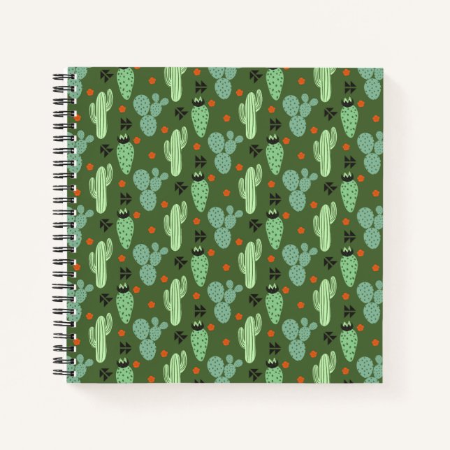 Abstract Hipster Cactus  Desert Pattern Notebook (Front)
