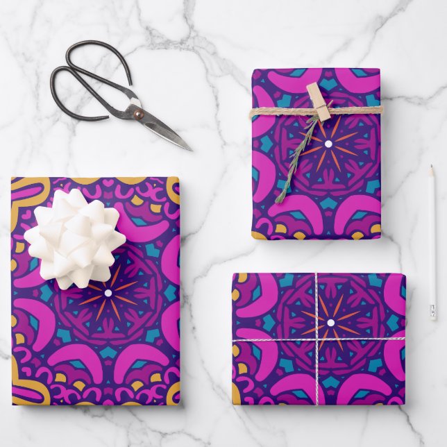 Abstract Holiday Cheer: Seamless Festive Wrapping Paper Sheet (Front)