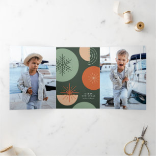 Abstract Holiday Circles Tri-Fold Holiday Card