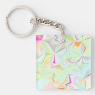 Abstract Hologram Faux Colourful Pattern Key Ring